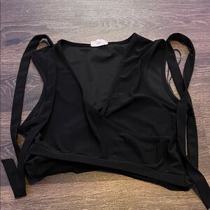 Meraki Black Wrap Tie Top